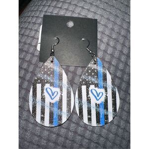 Back the Blue Teardrop American Flag Earrings Police